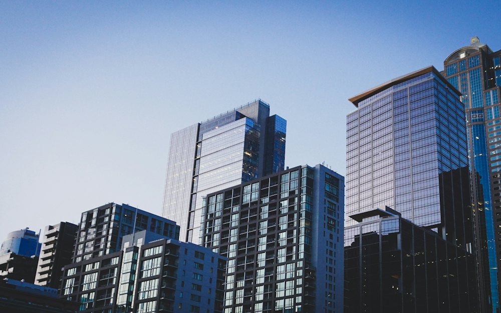 Tall glass buildings