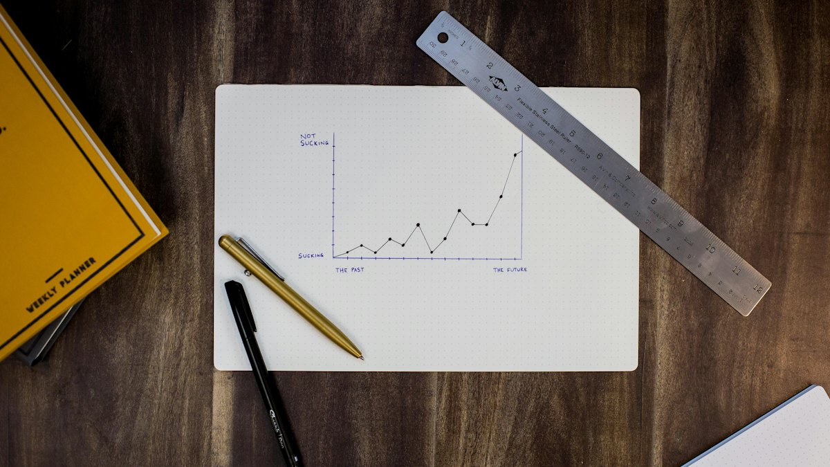A graph drawn on paper with a ruler