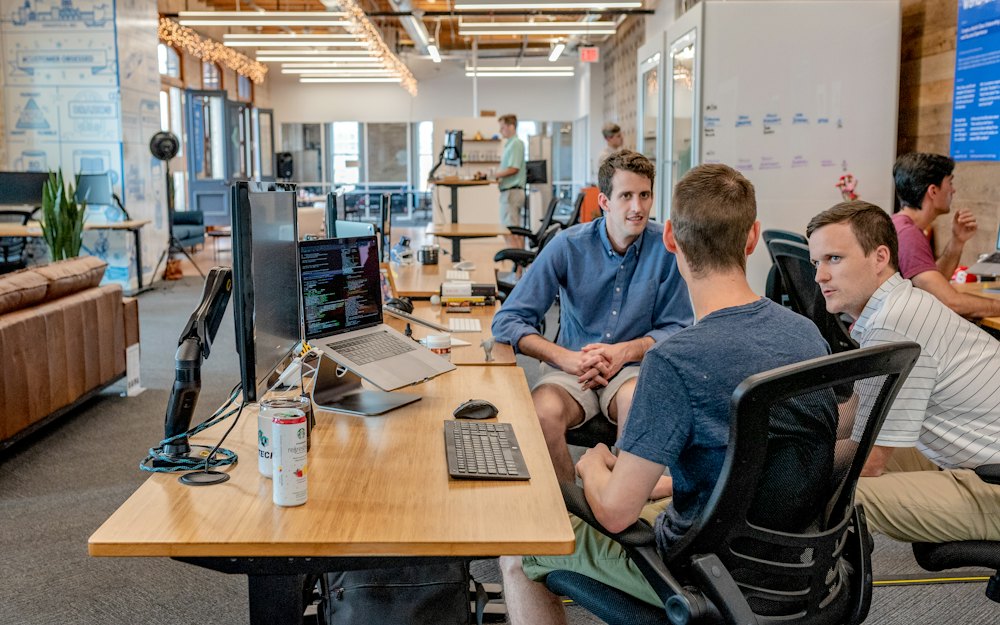 A team meeting in an office