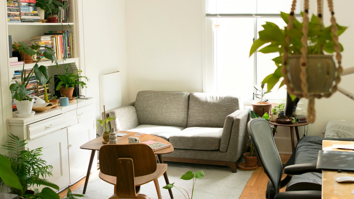 A bright apartment living room