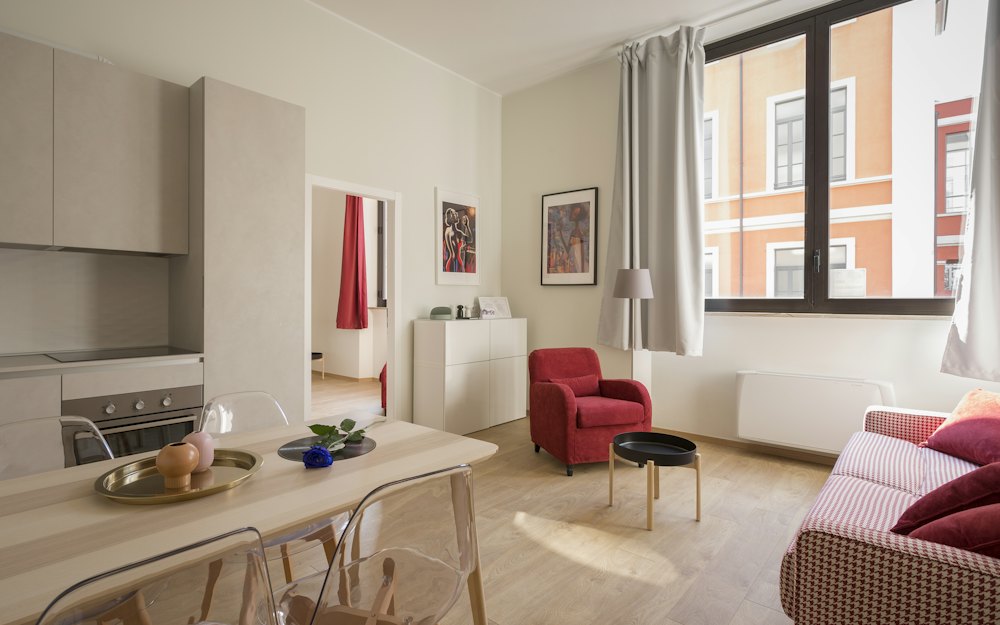 A bright apartment living room